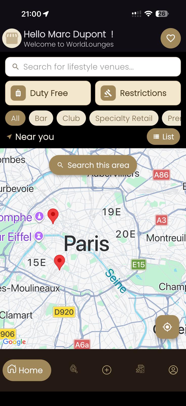 Browse cigar lounges on the map